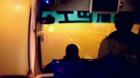 Silhouette of driver and passenger rides in bus by motorway Video stock 20853545