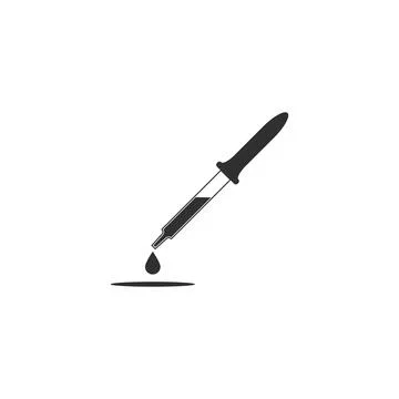 Silhouette of a dropper with a drop. Vector isolated icon.  Stock Illustration