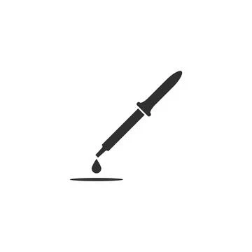 Silhouette of a dropper with a drop. Vector isolated icon. Stock Illustration