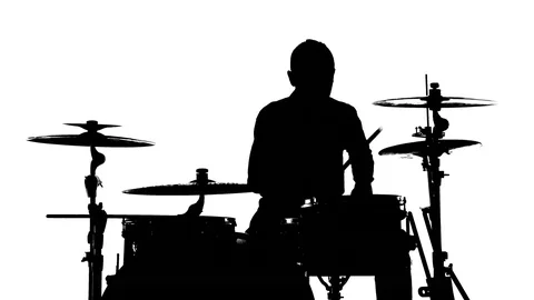 Silhouette of the drummer and drums Stock Footage