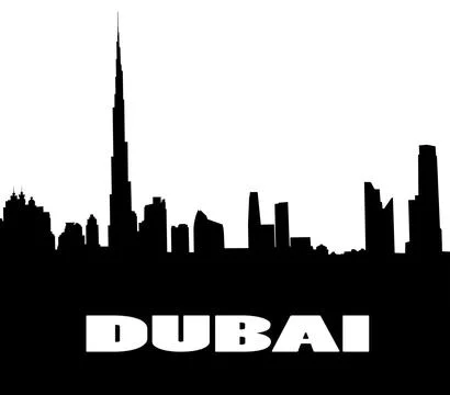 Silhouette of the Dubai Stock Illustration