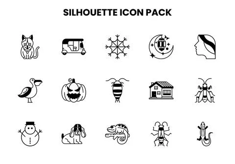 Silhouette DuoTone Vector Icons Pack 스톡 일러스트