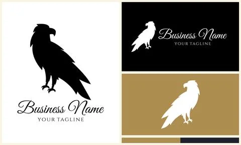 Silhouette eagle head logo template Illustrazione stock