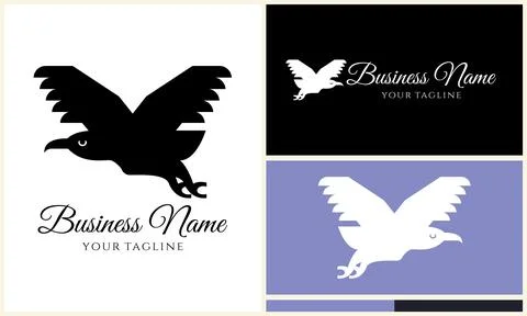 Silhouette eagle head logo template Stock Illustration