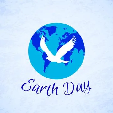Silhouette of eagle over planet Earth. Earth Day Stock Illustration