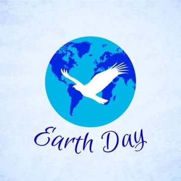 Silhouette of eagle over planet Earth. Earth Day Stock Illustration