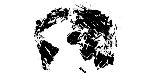 Silhouette of earth globe explodes and falls into pieces - on white (FULL HD) Vídeos de archivo 97889906