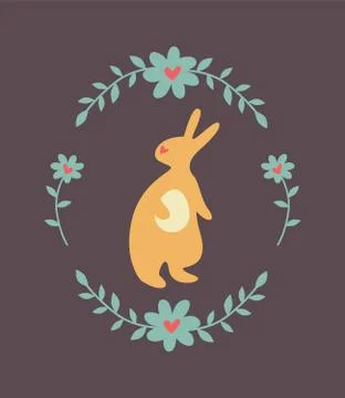 Silhouette of an easter bunny on brown background Illustrazione stock