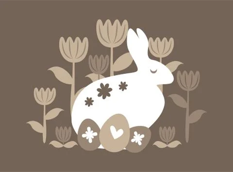 Silhouette of an easter bunny on brown background Stock Illustration