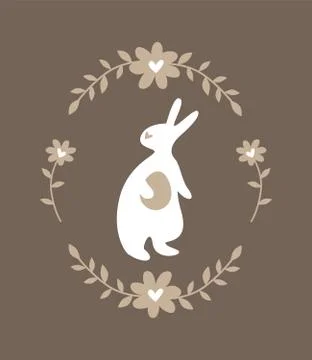 Silhouette of an easter bunny on brown background Illustrazione stock