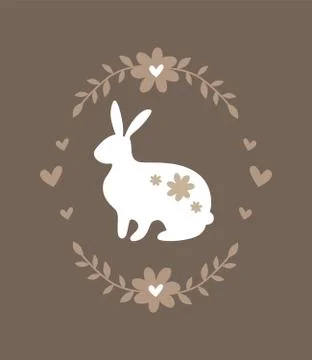 Silhouette of an easter bunny on brown background Stock Illustration