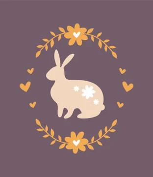 Silhouette of an easter bunny on dark background Stock Illustration
