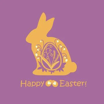 The silhouette of the Easter bunny is decorated with flowers Illustrazione stock