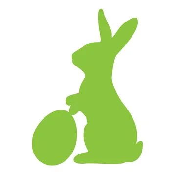 Silhouette of easter bunny with egg isolated on white イラスト素材