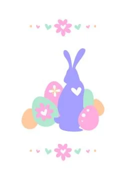 Silhouette of an easter bunny with eggs on background Stock Illustration