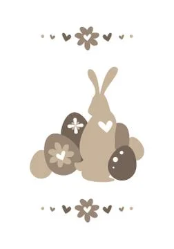 Silhouette of an easter bunny with eggs on background Stock Illustration