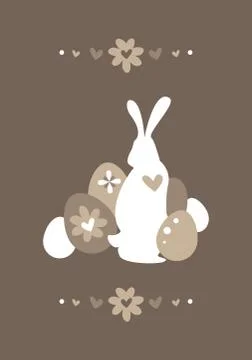 Silhouette of an easter bunny with eggs on background Stock Illustration