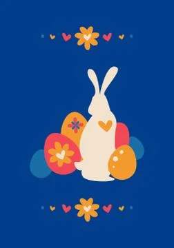 Silhouette of an easter bunny with eggs on background Stock Illustration