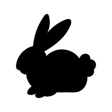 Silhouette of Easter bunny isolated on a white background. Vector illustration Stock Illustration