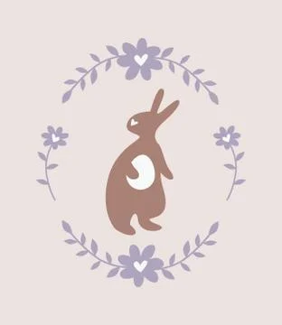 Silhouette of an easter bunny on lilac background Illustrazione stock