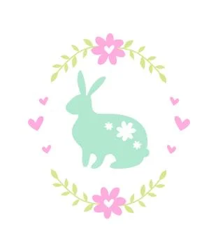 Silhouette of an easter bunny on white background Stock Illustration