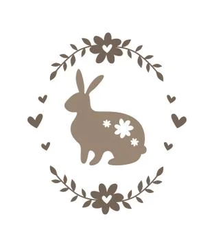 Silhouette of an easter bunny on white background Stock Illustration
