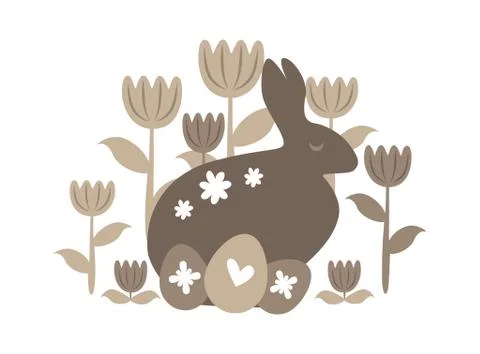 Silhouette of an easter bunny on white background Illustrazione stock