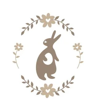 Silhouette of an easter bunny on white background Stock Illustration