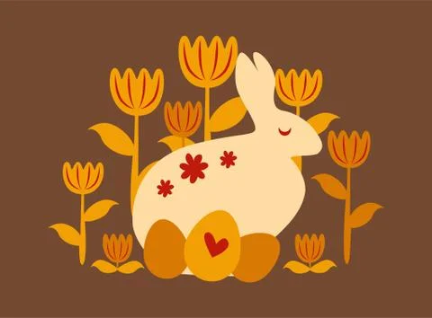 Silhouette of an easter bunny on white background Stock Illustration