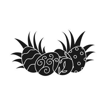 Silhouette of Easter eggs lying on the grass. Happy Easter Stock Illustration