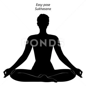Vector isolated illustration with flat female sportive character. Strong  adult blonde woman learns basic posture and does Easy Pose at yoga class.  Core exercise for meditation - Sukhasana 30721403 Vector Art at Vecteezy