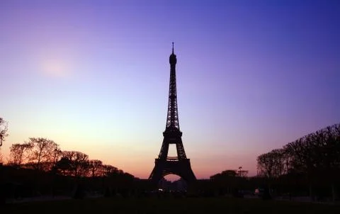 Silhouette of Eiffel Tower Stock Photos