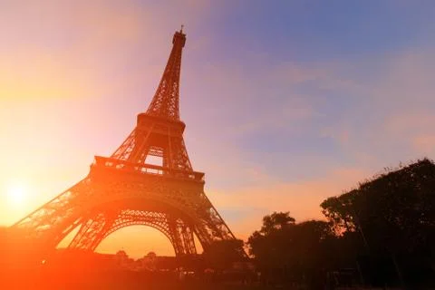 Silhouette of eiffel tower Stock Photos