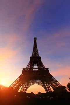 Silhouette of eiffel tower Stock Photos