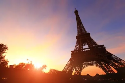 Silhouette of eiffel tower Stock Photos
