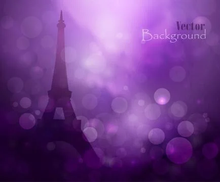 Silhouette of Eiffel tower in rain Stock Illustration