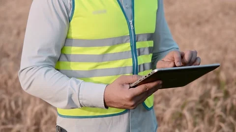 Silhouette of an electrical engineer in hard hat at sunset with tablet. business 스톡 동영상 202652543