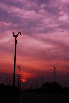 Silhouette of Electricity post_2 Stock Photos