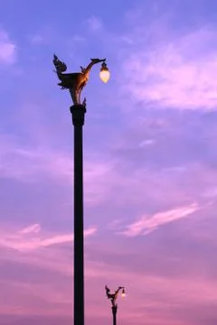 Silhouette of Electricity post_4 Stock Photos