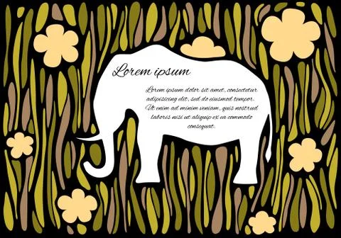 Silhouette of an elephant in jungle イラスト素材