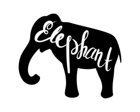 Silhouette of a elephant on a white background. Stock Illustration