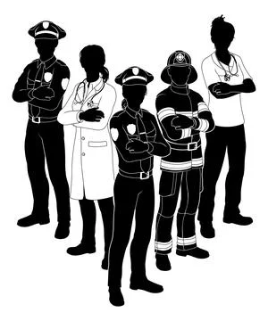 Silhouette Emergency Services Worker Team People イラスト素材