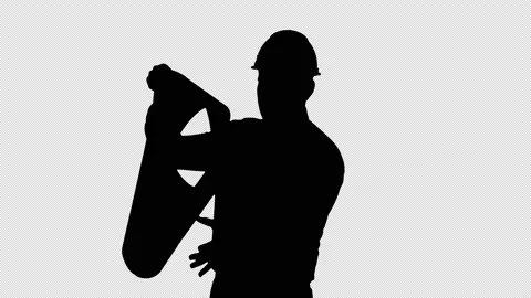 Silhouette Engineer checking construction plan with what is built, Alpha Channel Stock-Footage 140504866