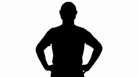 Silhouette Engineer in construction helmet standing with hands on hips looking Stock Footage 108127418