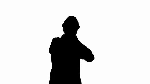 Silhouette Engineer man dancing hip-hop in funny way. Stock Footage 114994698