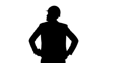 Silhouette Engineer standing and looking around. Stock-Illustration