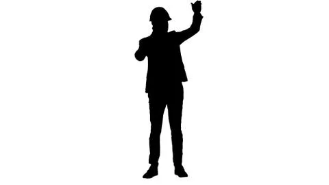 Silhouette Engineer talking a mobile phone inspecting construction work of crane Stock Illustration