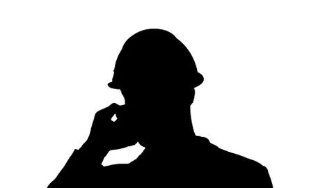 Silhouette Engineer talking a mobile phone inspecting construction work of crane Stock Illustration