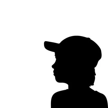 Silhouette face boy in baseball cap closeup Stock Illustration