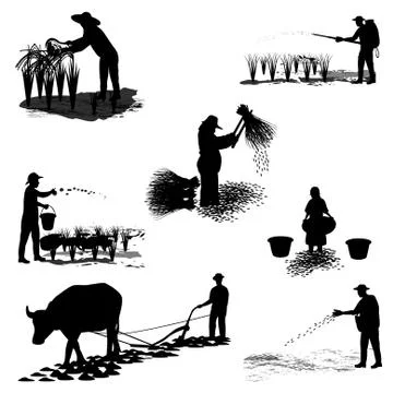 Silhouette farmer cartoon shape vector design Stock Illustration